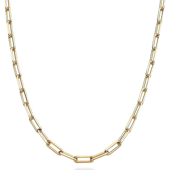 18k Italy Paper Clip Chain Link Necklace Unisex